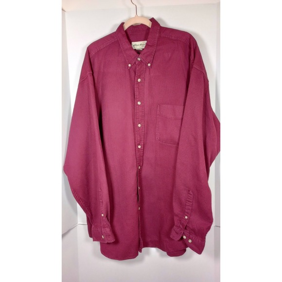 Eddie Bauer Other - VTG Eddie Bauer Burgundy XXL Waffle Button Shirt L/S 100% Cotton Tall/Ultra Long